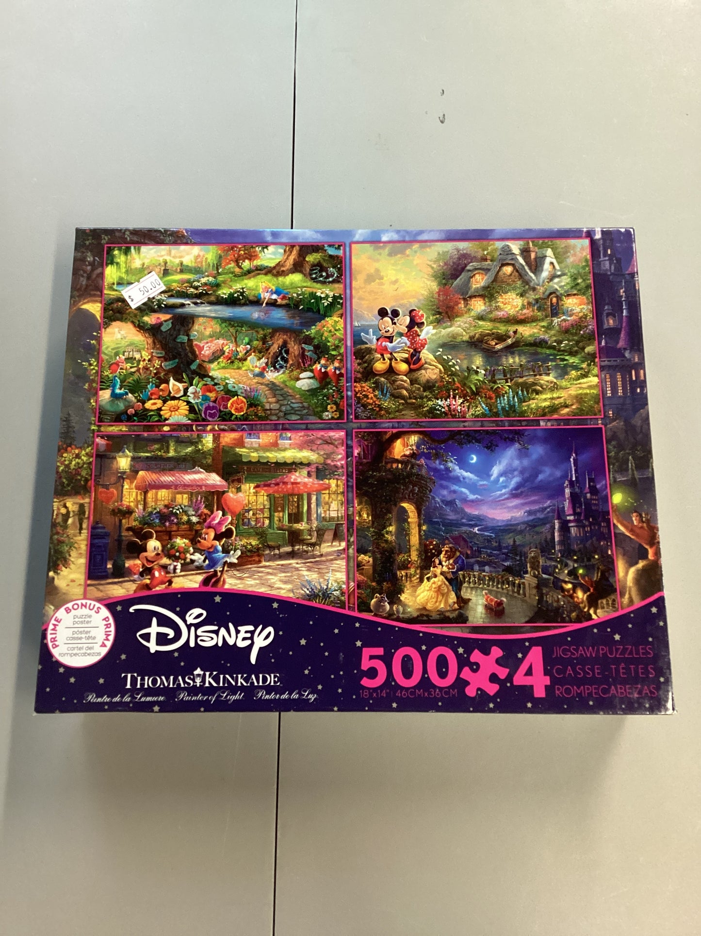 Disney Thomas Kinkade Four 500 Piece Jigsaw Puzzles