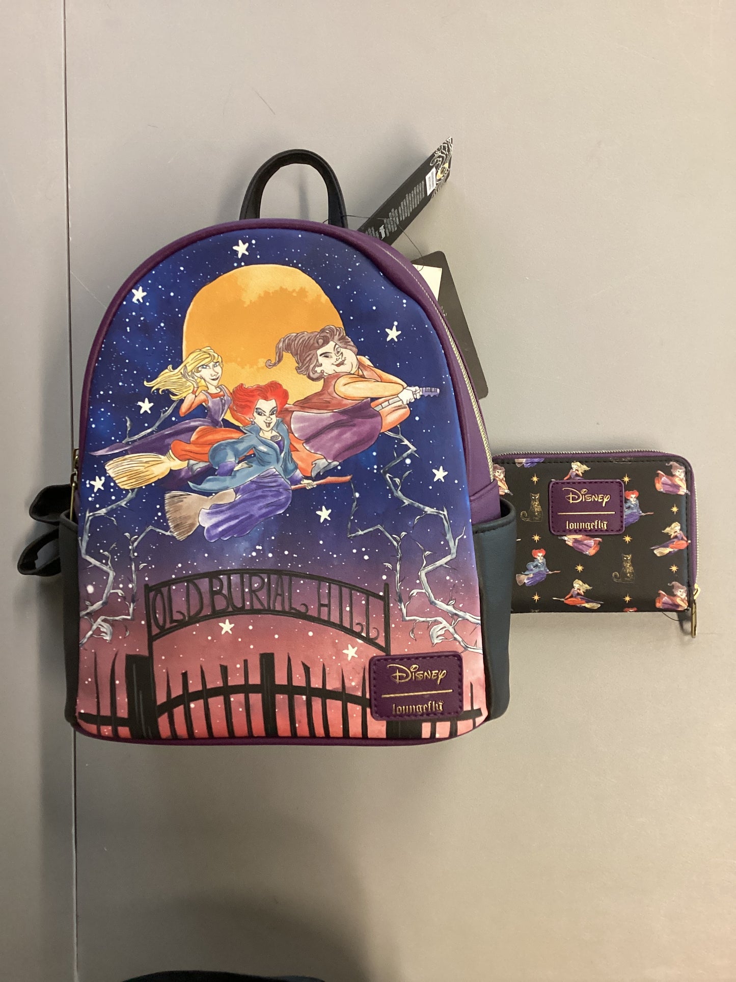 Disney Hocus Pocus Cemetery Night Loungefly Mini Backpack And Wallet