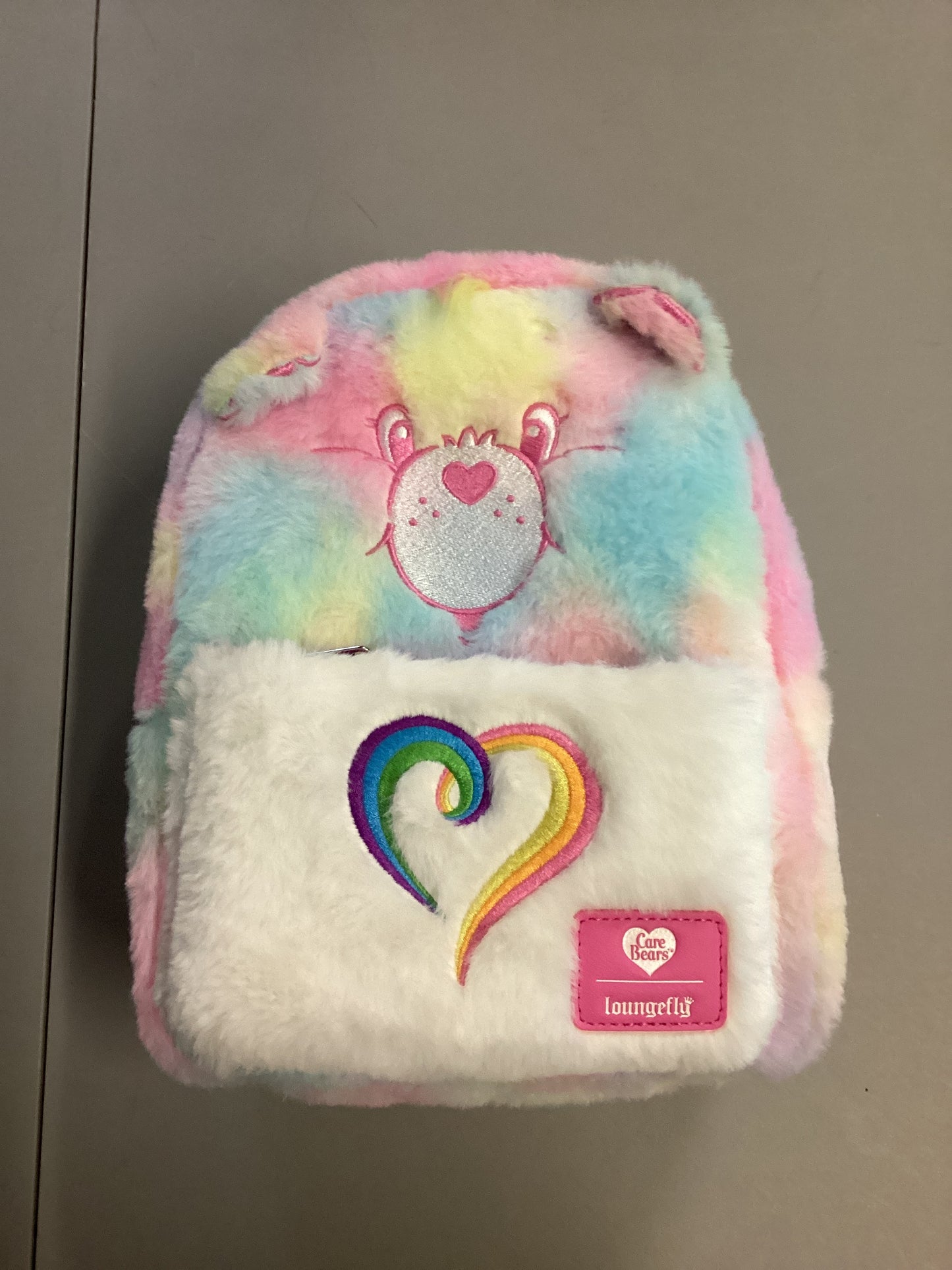 Care Bears Loungefly Pastel Rainbow Fuzzy Mini Backpack
