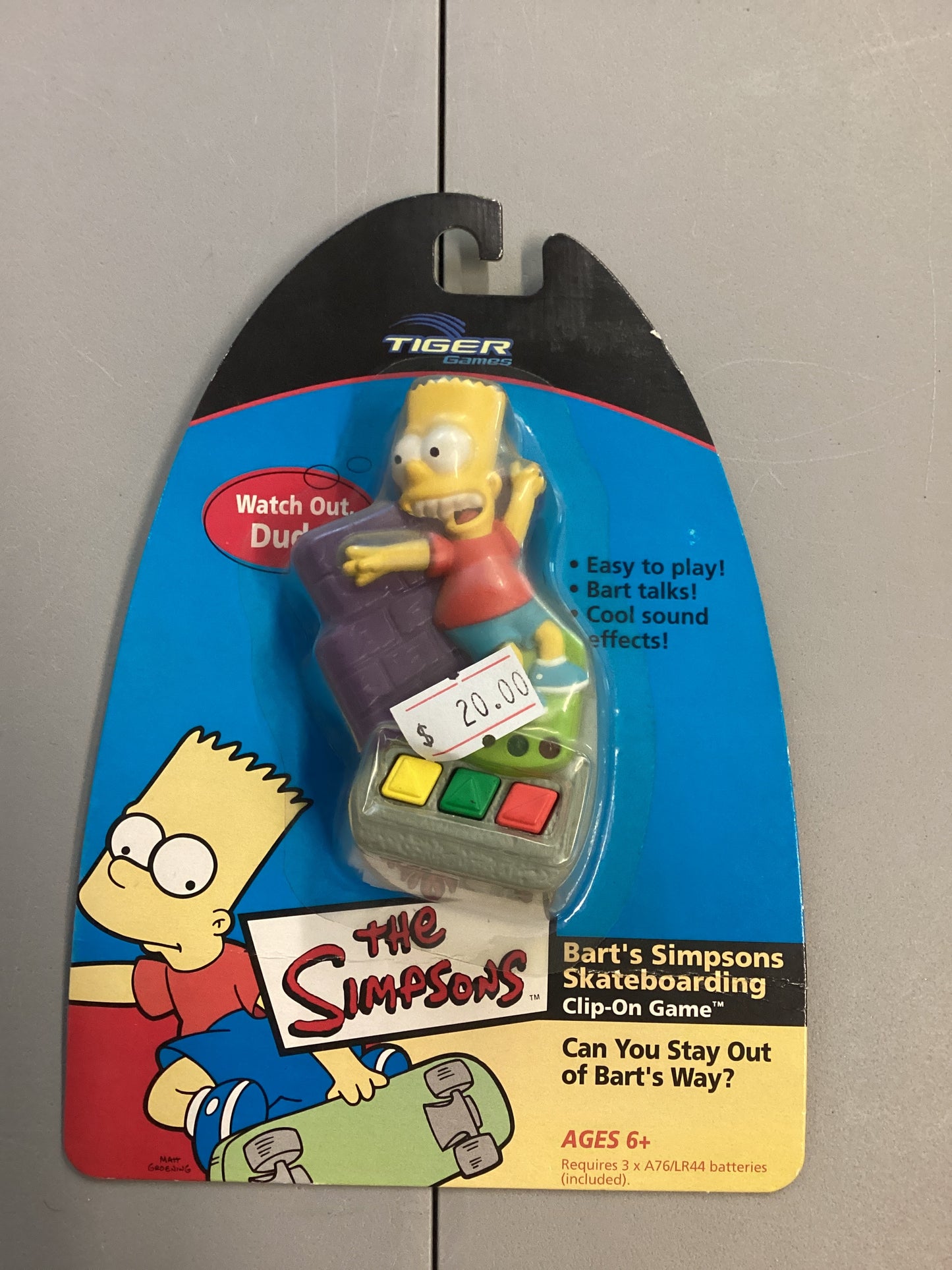 The Simpsons Bart Simpsons Skateboarding Clip On Game