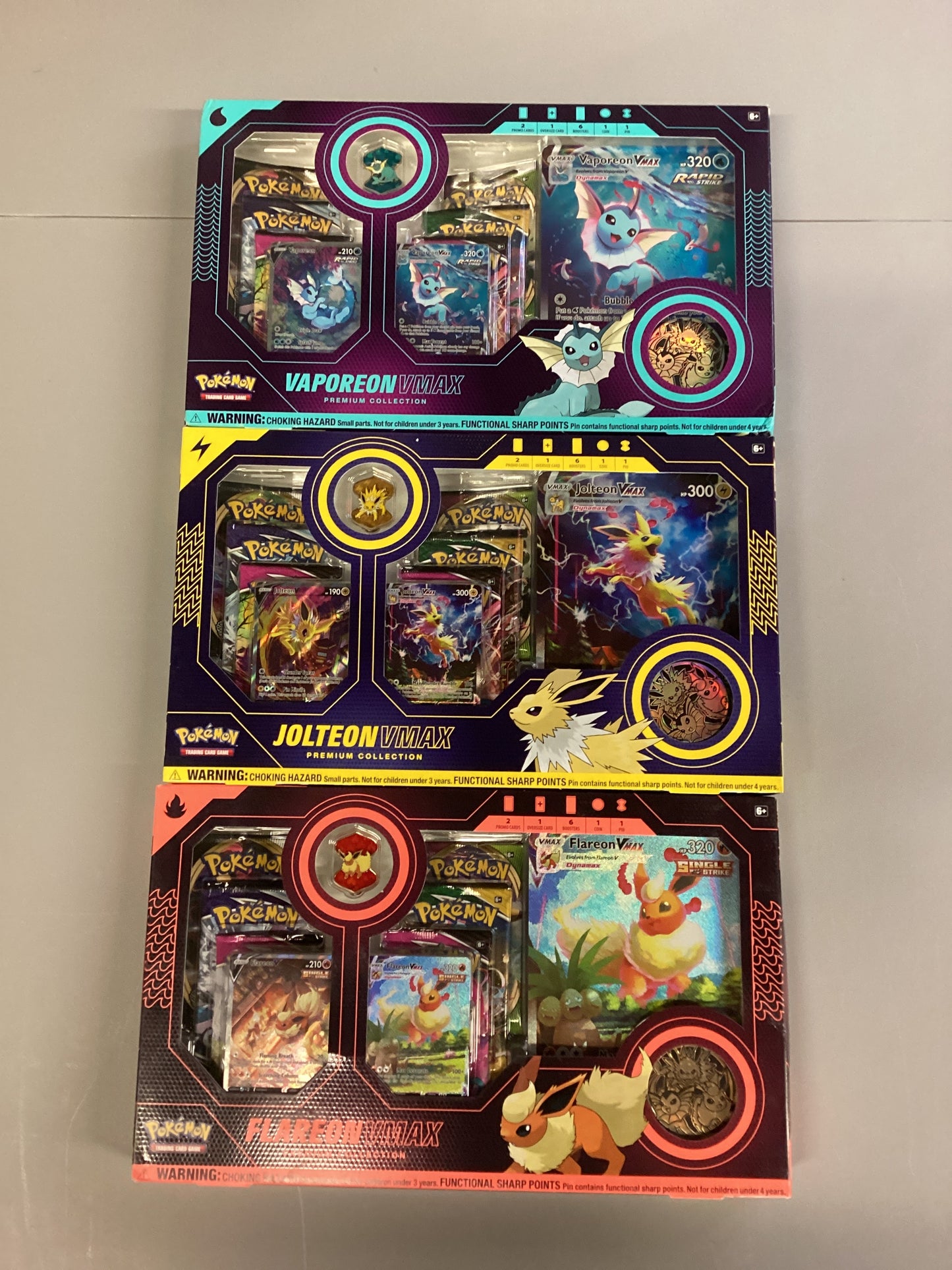 Pokemon TCG Flareon/Jolteon/Vaporeon VMAX Premium Collection Boxes Set Of 3