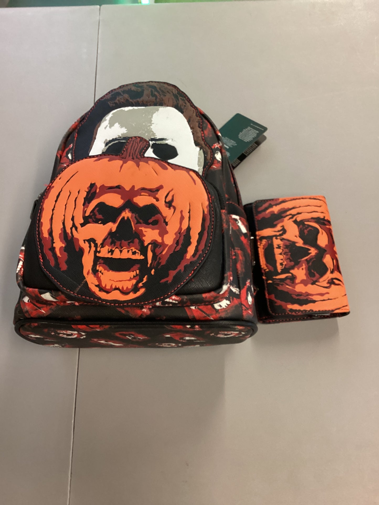 Halloween II Michael Myers Pumpkin Loungefly Mini Backpack And Wallet