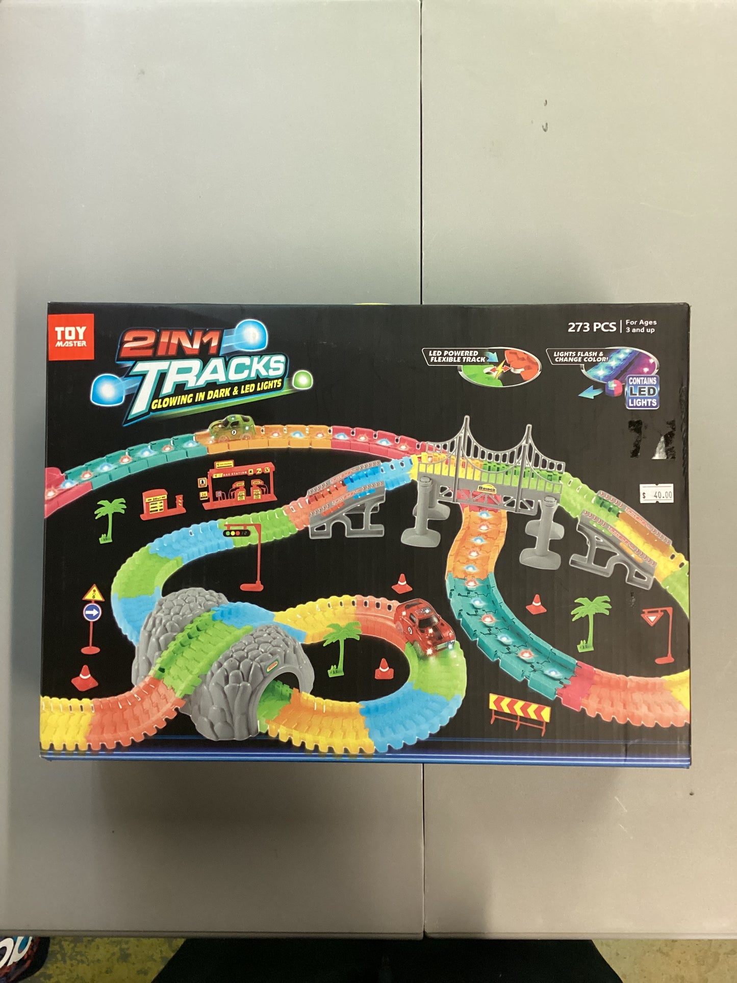 Toy Master 2In1 Tracks Glowing In Dark And LED Lights Set
