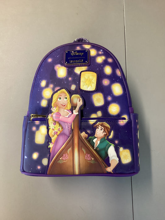 Disney Rapunzel And Flynn Rider Lanterns Scene Light Up Loungefly Mini Backpack