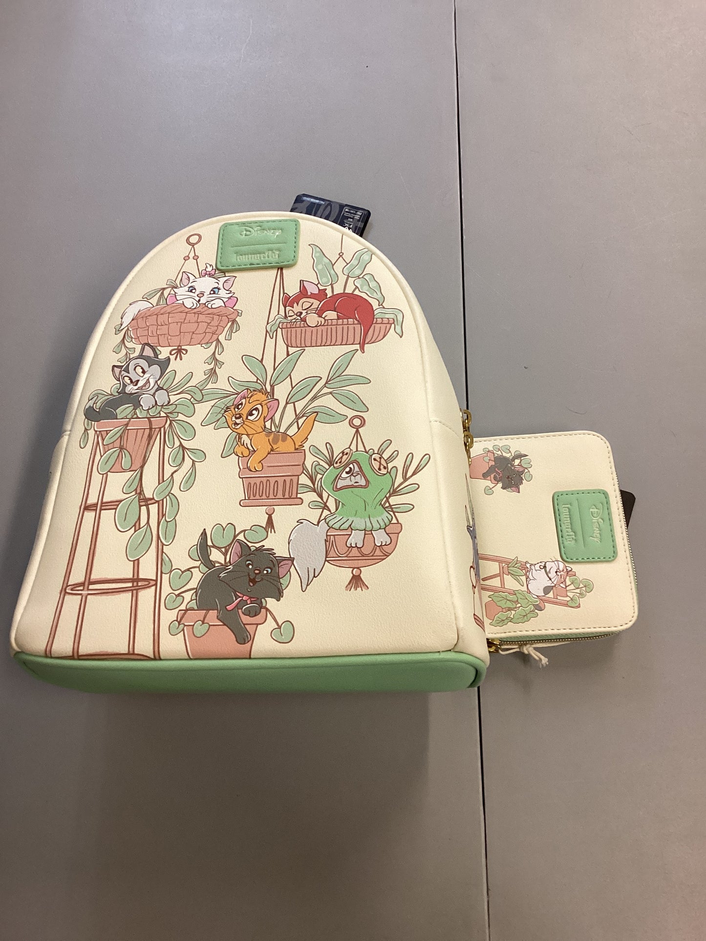 Disney Cats And Plants Loungefly Mini Backpack And Wallet