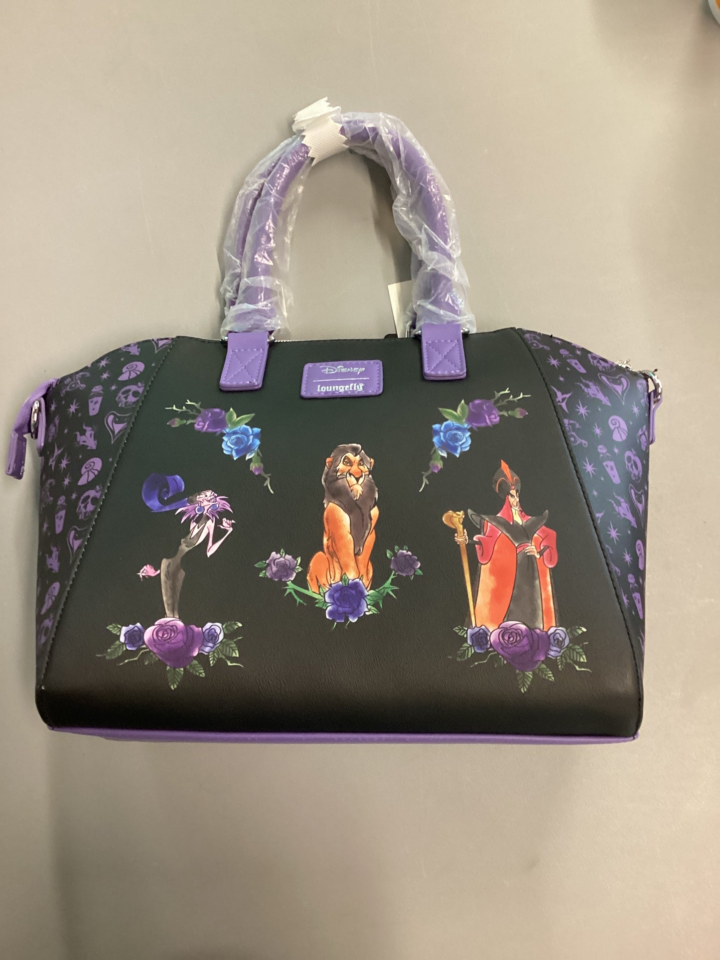 Disney Villains Purple Floral Loungefly Crossbody/Hand Bag