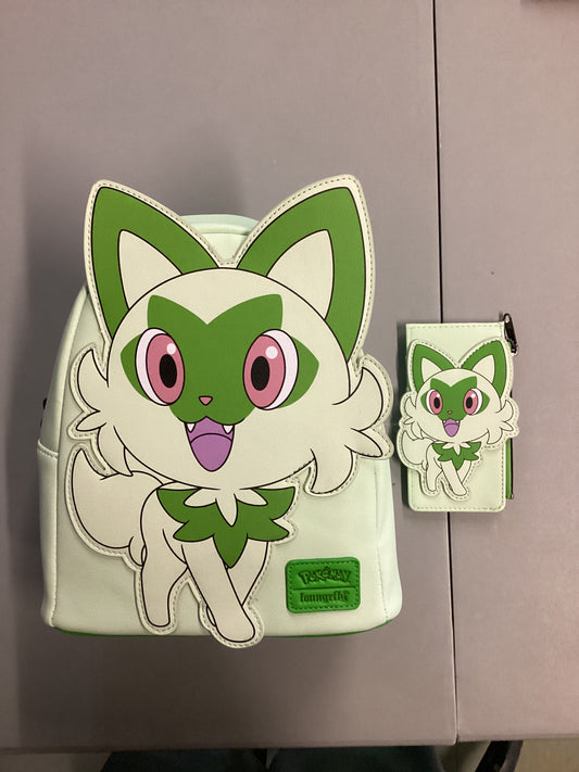 Pokemon Sprigatito Loungefly Mini Backpack And Wallet