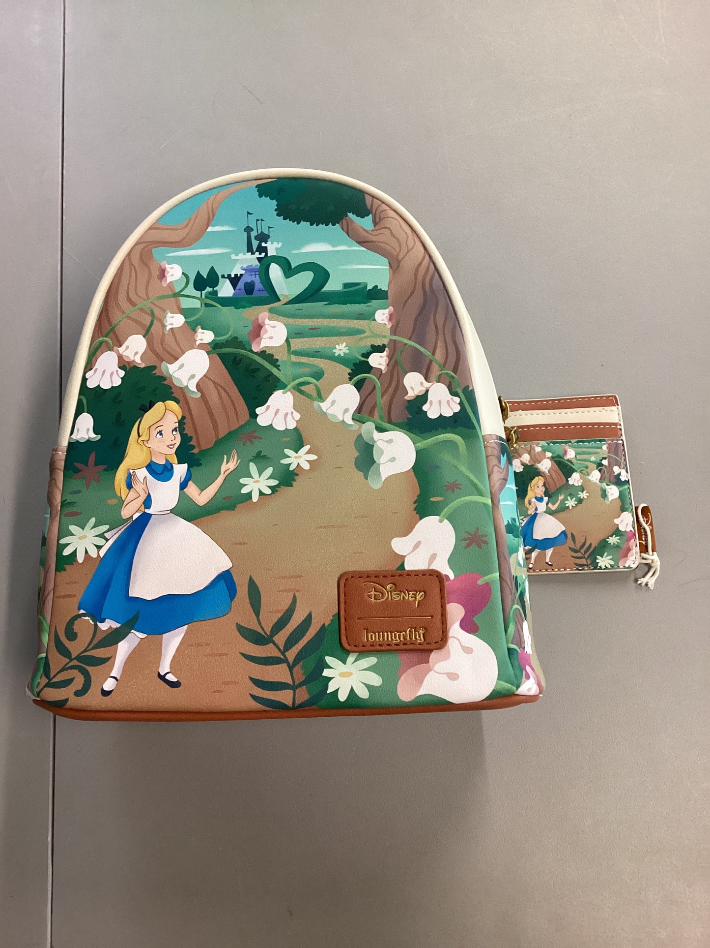 Alice In Wonderland Flower Walkway Mini Backpack And Wallet