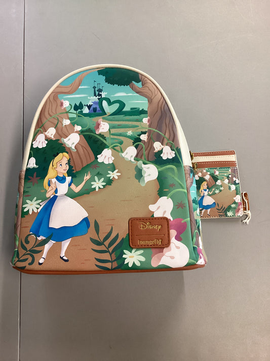 Alice In Wonderland Flower Walkway Mini Backpack And Wallet