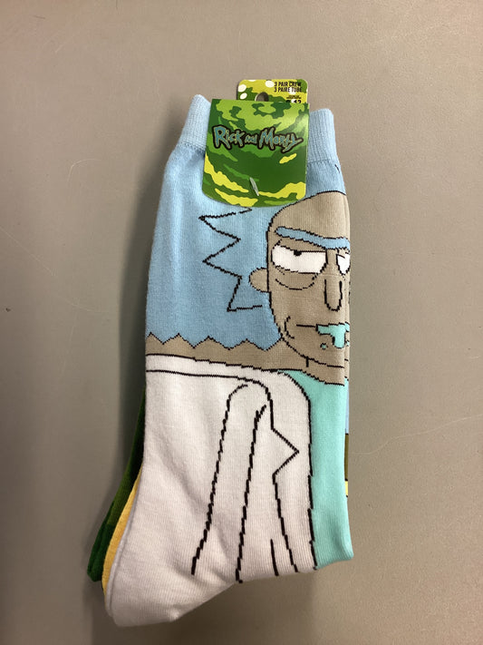 Rick And Morty Bioworld 3 Pack Crew Socks