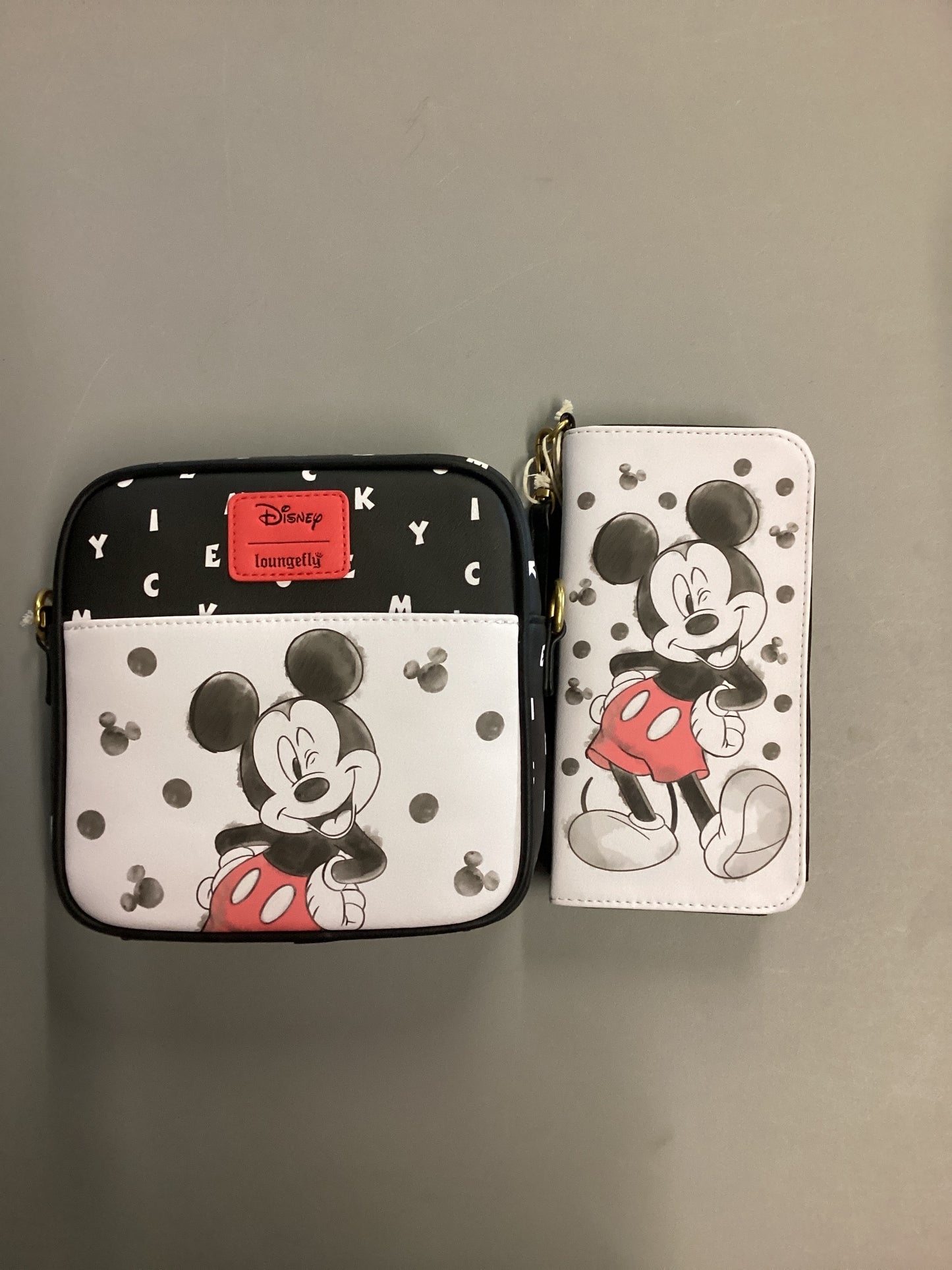 Disney Mickey Mouse Watercolor Loungefly Crossbody Bag And Wallet