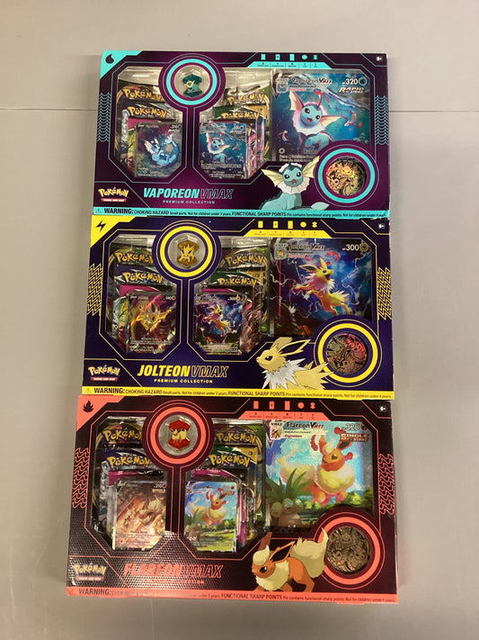 Pokemon TCG Flareon/Jolteon/Vaporeon VMAX Premium Collection Boxes Set Of 3