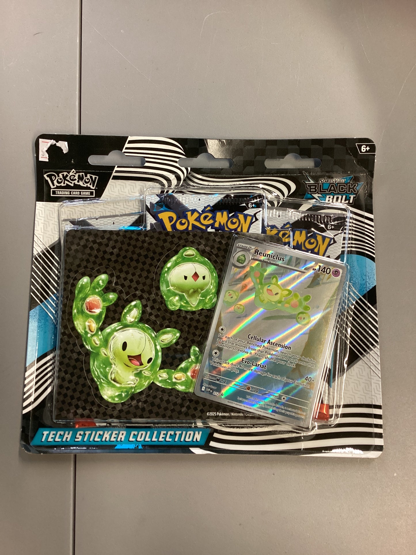Pokemon TCG Black Bolt 3 Pack Tech Sticker Collection