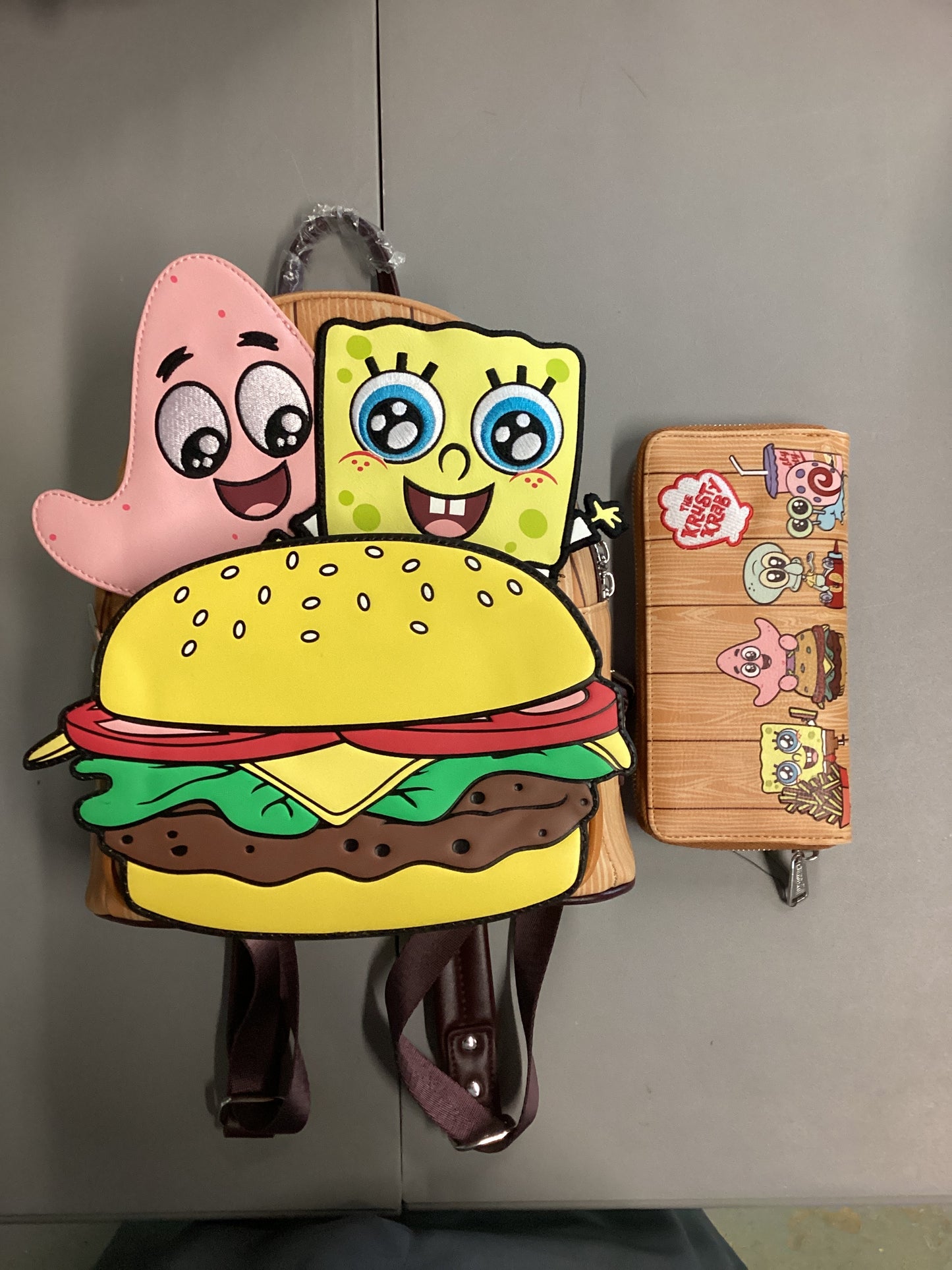 SpongeBob Krabby Patty Loungefly Mini Backpack And Wallet