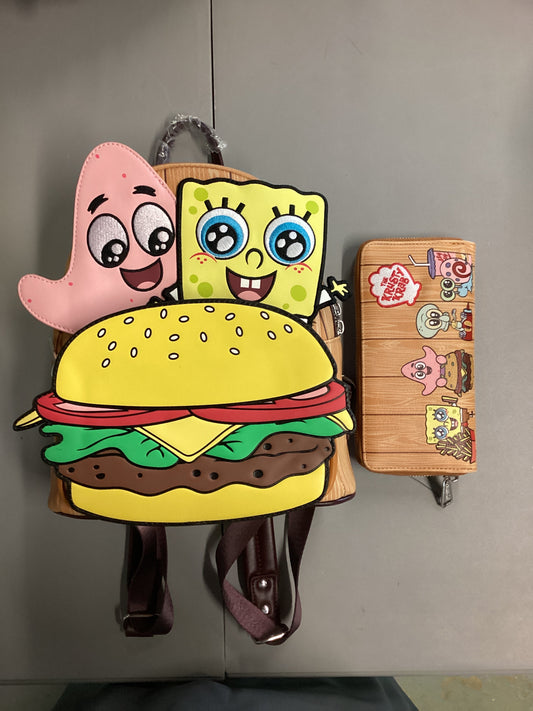 SpongeBob Krabby Patty Loungefly Mini Backpack And Wallet
