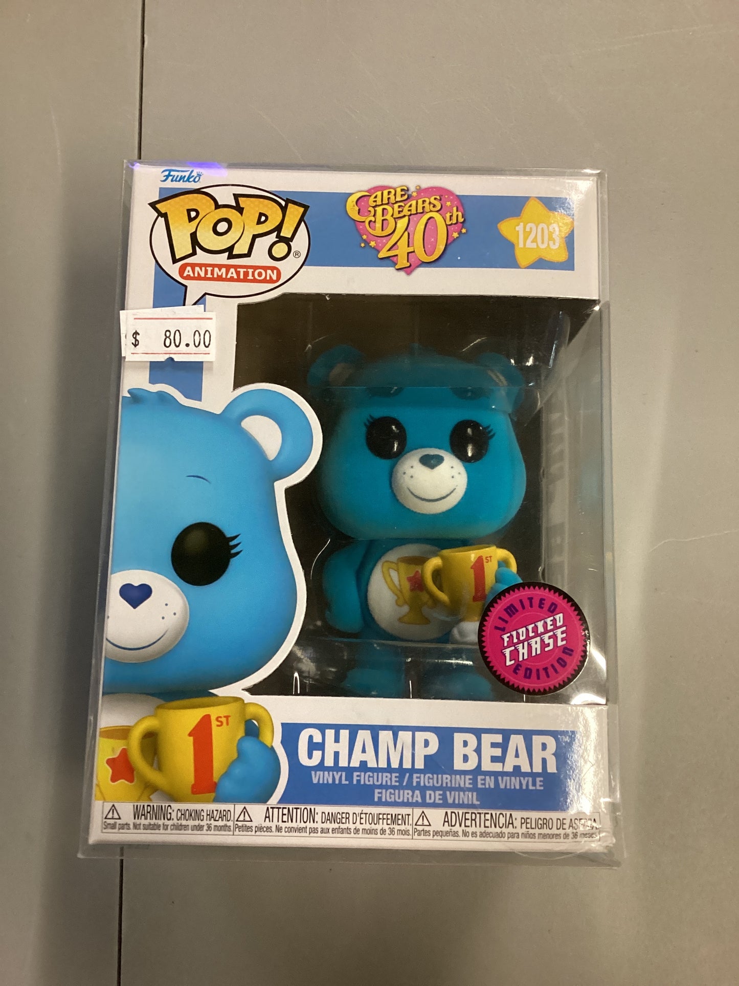 Funko Pop Care Bears 40th Champ Bear Flocked 1203